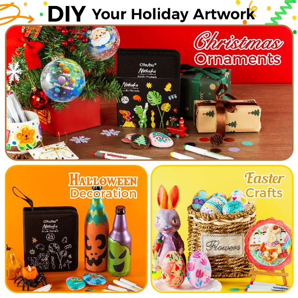 Ακρυλικοί Μαρκαδόροι Ohuhu Nahuku σε Κασετίνα 24 Χρωμάτων