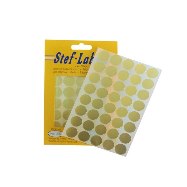 Αυτοκόλλητα Στρογγυλά Χρυσό 19mm 1600 Τεμάχια