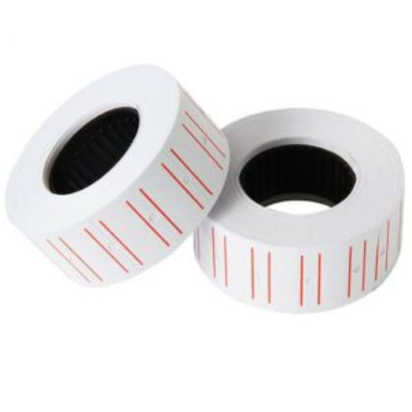 Ετικέτες Αυτοκόλλητες 21.5x12mm λευκές με κόκκινη γραμμή