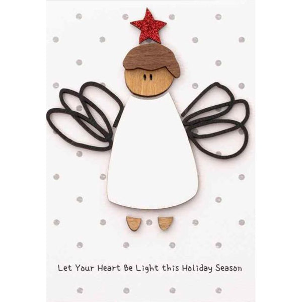 Ευχετηρια Καρτα Χριστουγεννων Ξύλινη "Let Your Heart Be Light this Holiday Season"