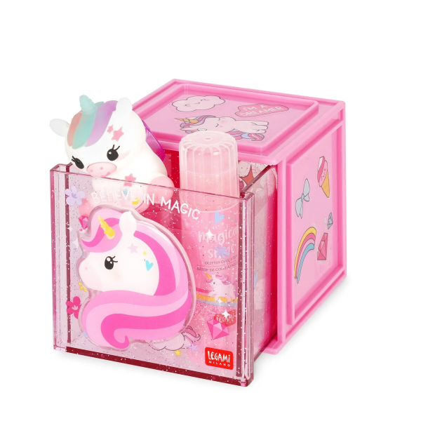 Κουτί Αποθήκευσης Γραφείου & Αυτοκόλλητα Legami Unicorn
