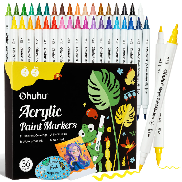 Μαρκαδόροι Ohuhu Cotton-core 36 Χρώματα Fine & Brush Tip