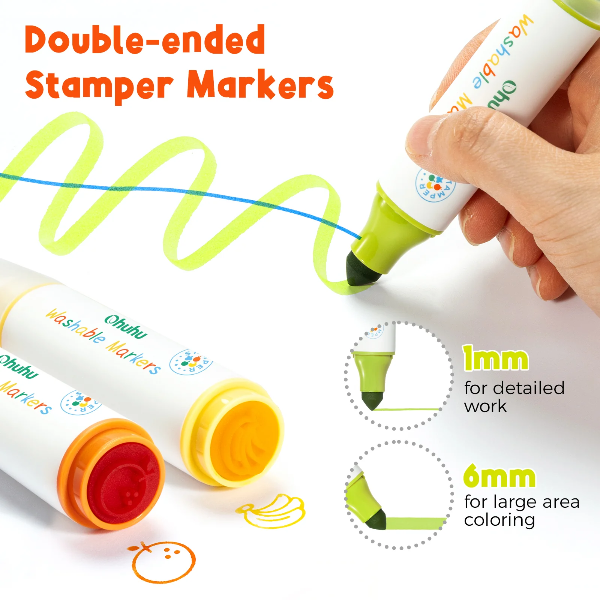 Μαρκαδόροι Washable Ohuhu Stamper Kids Dual Tips