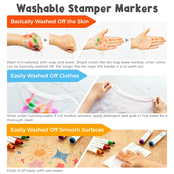 Μαρκαδόροι Washable Ohuhu Stamper Kids Dual Tips
