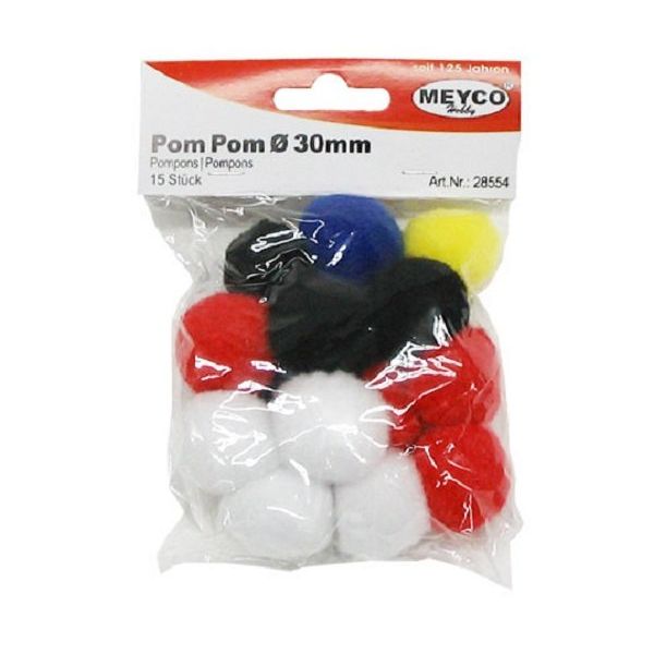 Μπάλες PomPons Meyco 30mm Πολύχρωμες