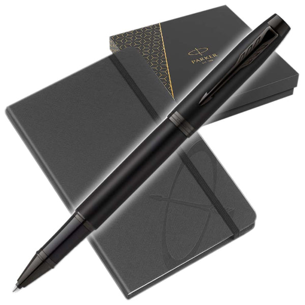 Στύλο Parker I.M. Chrome Metallic Black BT Rollerball με Σημειωματάριο