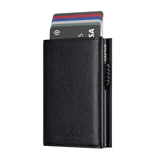 Πορτοφόλι Δερματίνη Lychee 3πλο με Καρτοθήκη RFID Μαύρο