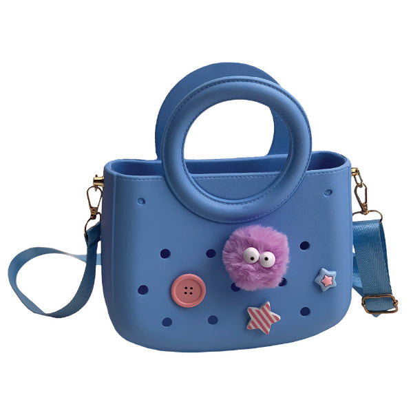 Τσάντα Βόλτας Croqbag με Διακοσμητικά Pins 22x26εκ. Γαλάζιο