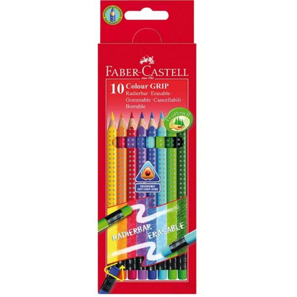ΚΡΑΓΙΟΝ ΞΥΛΙΝΑ FABER ERASABLE 116613 GRIP 10ΧΡΩΜ
