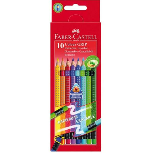 ΚΡΑΓΙΟΝ ΞΥΛΙΝΑ FABER ERASABLE 116613 GRIP 10ΧΡΩΜ