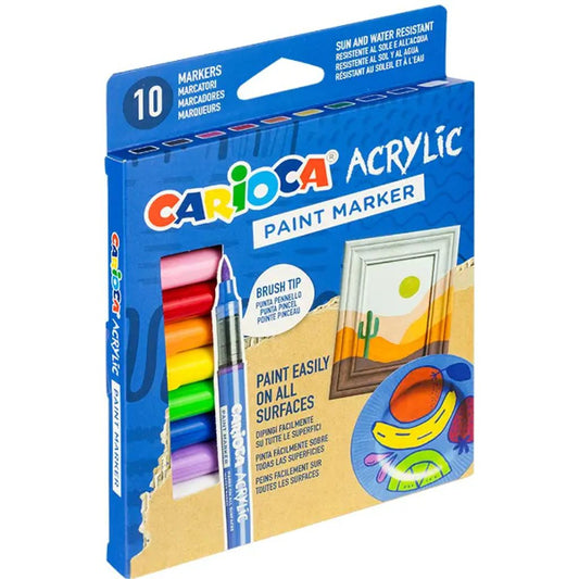 Μαρκαδόροι Ακρυλικοί Paint Marker Brush Carioca 10 Χρώματα