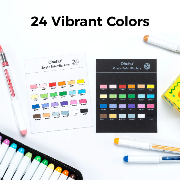 Ακρυλικοί Μαρκαδόροι Ohuhu Nahuku σε Κασετίνα 24 Χρωμάτων