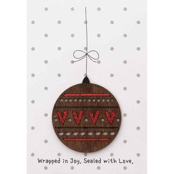 Ευχετηρια Καρτα Χριστουγεννων Ξύλινη "Wrapped in Joy, Sealed with Love!"