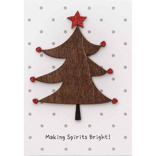 Ευχετηρια Καρτα Χριστουγεννων Ξύλινη "Making Spirits Bright!"