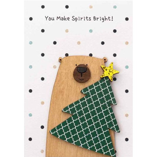 Ευχετηρια Καρτα Χριστουγεννων Ξύλινη "You Make Spirits Bright!"