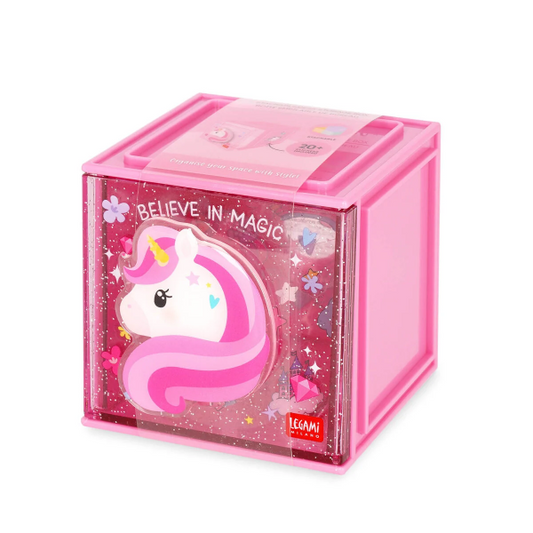 Κουτί Αποθήκευσης Γραφείου & Αυτοκόλλητα Legami Unicorn