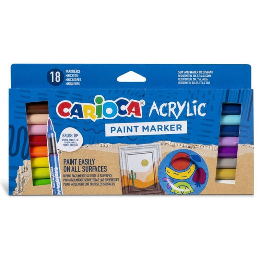 Μαρκαδόροι Ακρυλικοί Paint Marker Brush Carioca 18Τεμ.