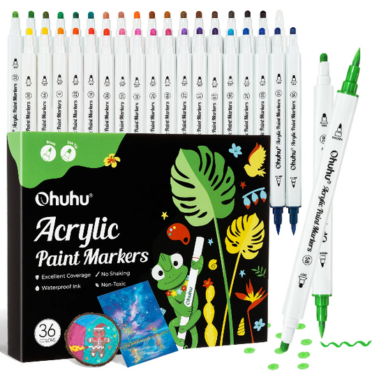 Μαρκαδόροι Ohuhu Cotton-core 36 Χρώματα Brush & Dot Tip