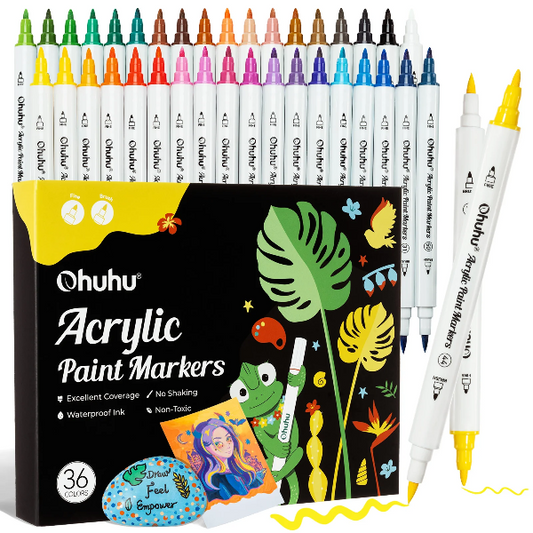 Μαρκαδόροι Ohuhu Cotton-core 36 Χρώματα Fine & Brush Tip