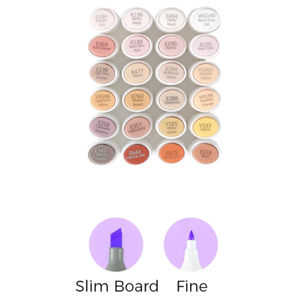 Μαρκαδόροι Ohuhu Kaala 24 Χρώματα Skin Tones Fine & Slim Chisel