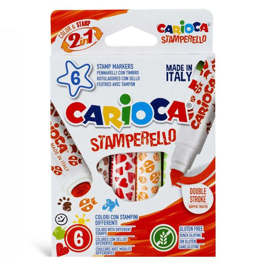 Μαρκαδόροι Χονδροί Carioca Stamperello 6 Χρώματα