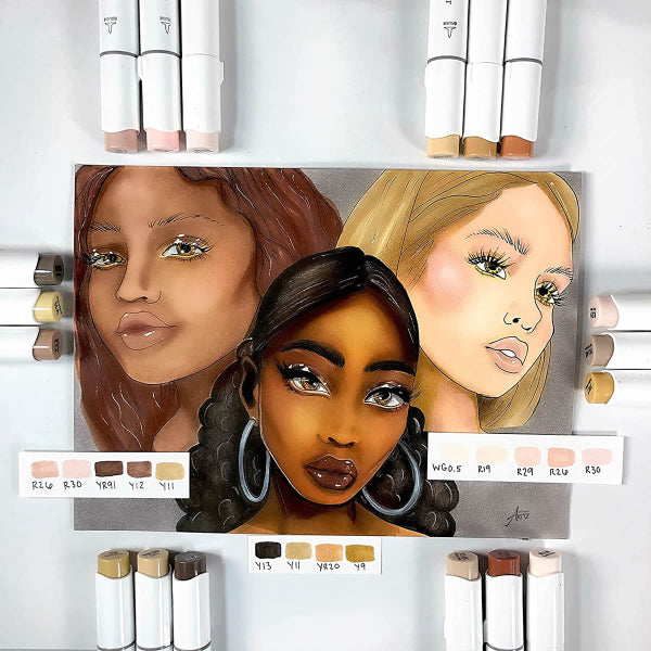 Μαρκαδόροι Ohuhu Honolulu 36 Χρώματα Skin Tones Brush & Chisel