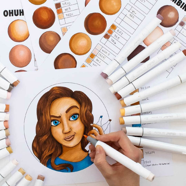 Μαρκαδόροι Ohuhu Honolulu 36 Χρώματα Skin Tones Brush & Chisel
