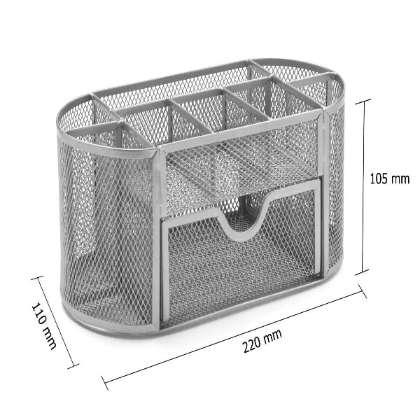 Οργανωτής Γραφείου μικρό Osco Aσημί Μεταλλικό πλέγμα