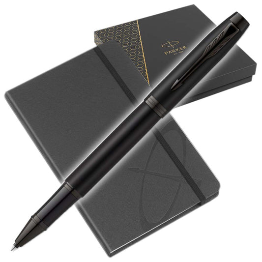 Στύλο Parker I.M. Chrome Metallic Black BT Rollerball με Σημειωματάριο