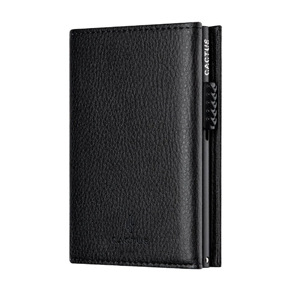 Πορτοφόλι Δερματίνη Lychee 3πλο με Καρτοθήκη RFID Μαύρο