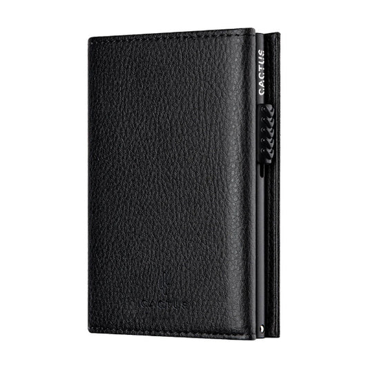 Πορτοφόλι Δερματίνη Lychee 3πλο με Καρτοθήκη RFID Μαύρο