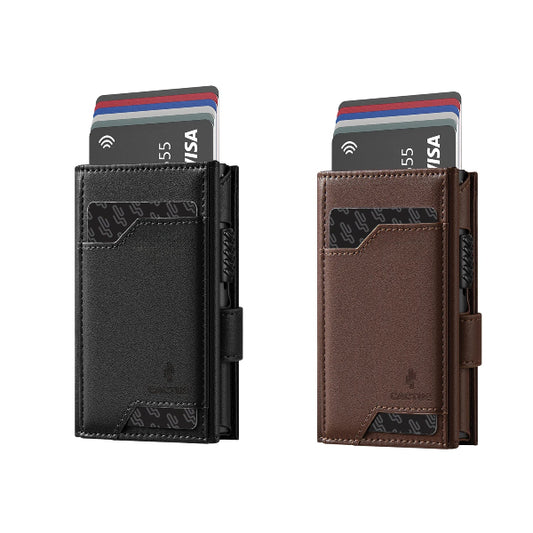 Πορτοφόλι Δερμάτινο 3πλο με Κουμπί RFID In&Out Διάφορα Χρώματα
