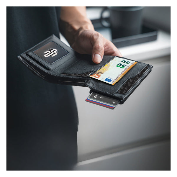 Πορτοφόλι Δερμάτινο 3πλο με Κουμπί RFID In&Out Διάφορα Χρώματα