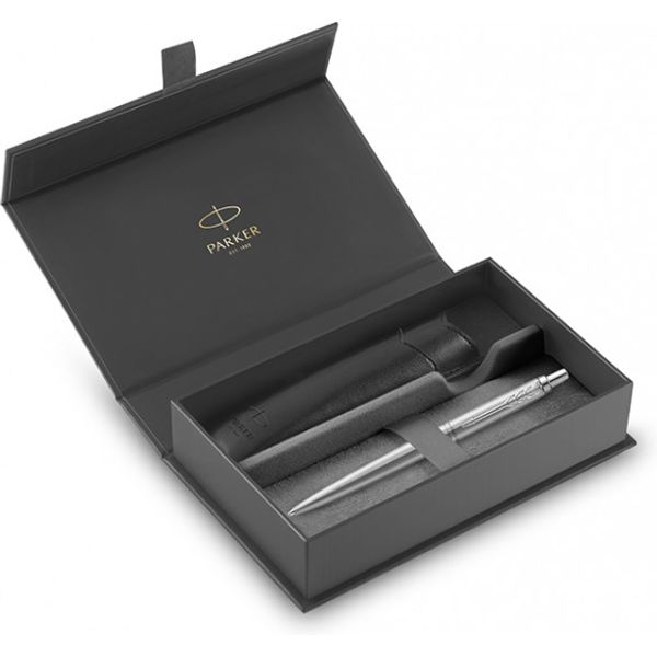 BallPen Parker Jotter XL Monochrome Stainless Steel CT- Θήκη Δερμάτινη