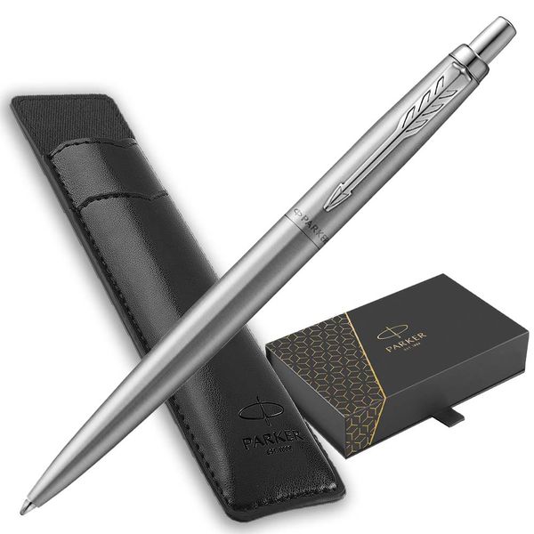 BallPen Parker Jotter XL Monochrome Stainless Steel CT- Θήκη Δερμάτινη