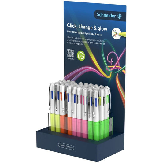 Στυλό Schneider με 4 Χρώματα Take 4 Neon