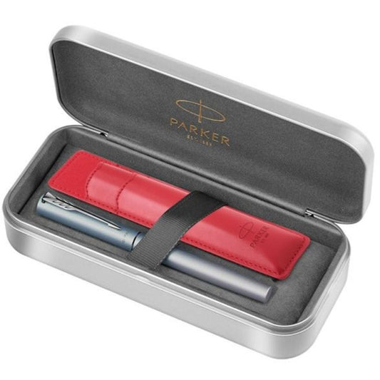 Στυλό Parker Vector XL Silver Blue Rollerball με Στυλοθήκη & Μεταλλική Κασετίνα