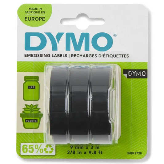 Ταινίες Ετικετογράφου DYMO Stamping (Λευκά Γράμματα σε Μαύρο Φόντο)